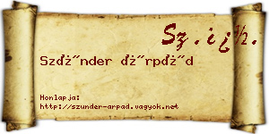 Szünder Árpád névjegykártya